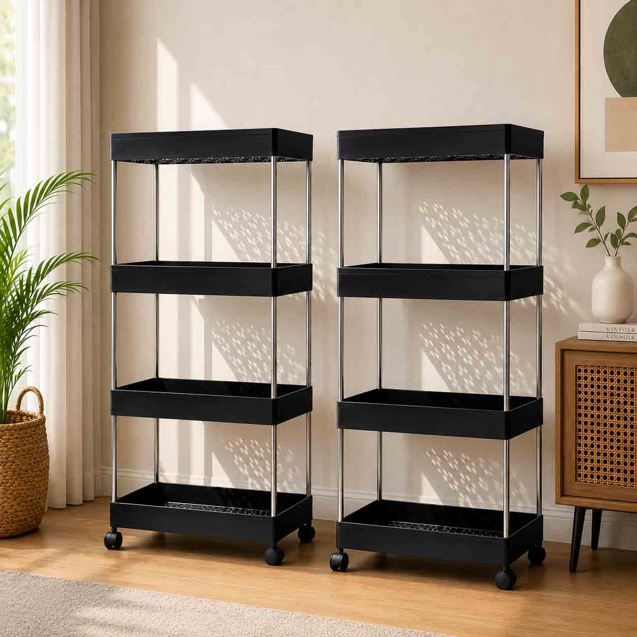 Wide Multi Purpose Trolly Rack-২ পিস ব্লাক
